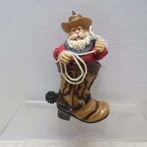 80's VTG Christmas Ornament's Lot of Four Cowboy Santas.